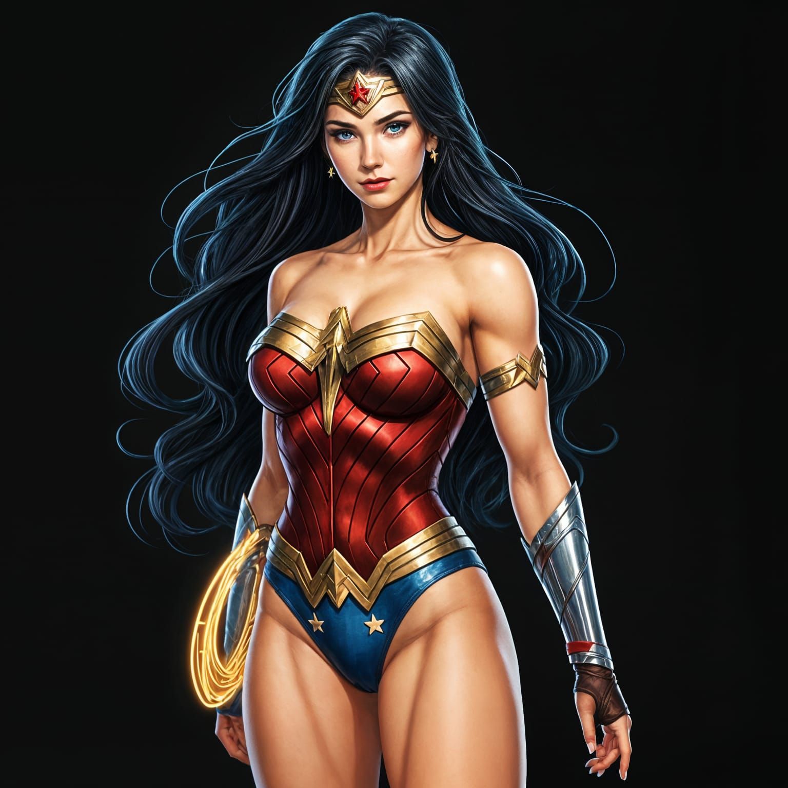 Wonder Woman Comic Book Art in Anime Style