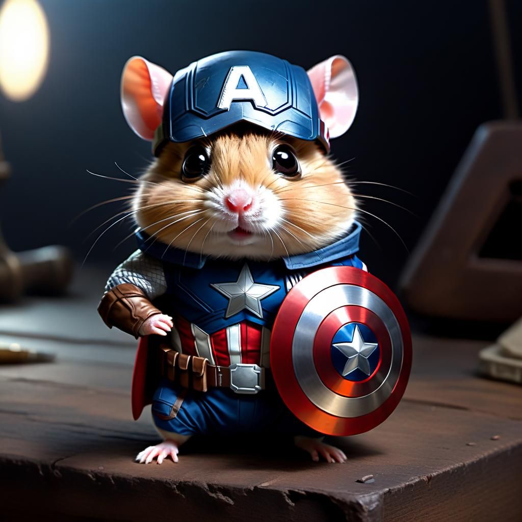 Hamster Captain America Shield, Pixar Style
