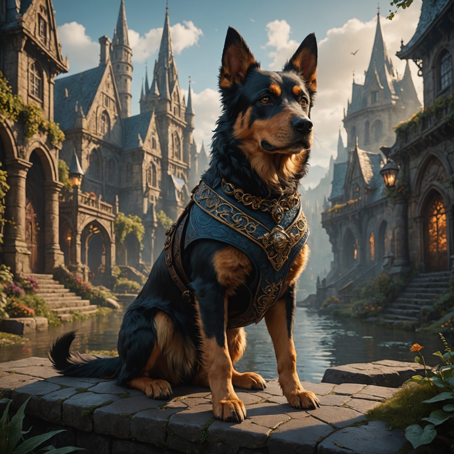 Dog's Triumphant Day: Detailed Matte Painting
