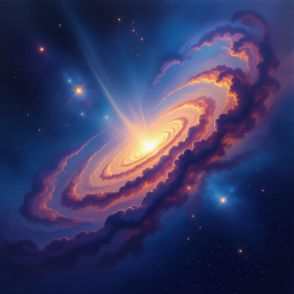 Vast Nebula Oil Painting in Bierstadt Style