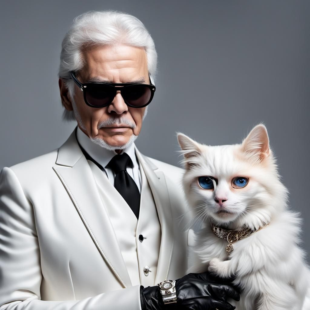 Porträt Karl Lagerfeld und Choupette