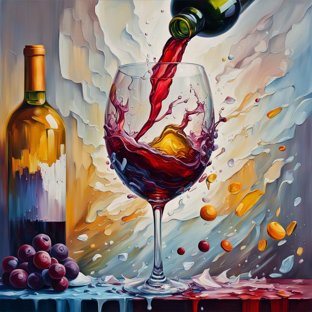 Abstract Wine Glass Oil Painting with Dynamic Lighting
