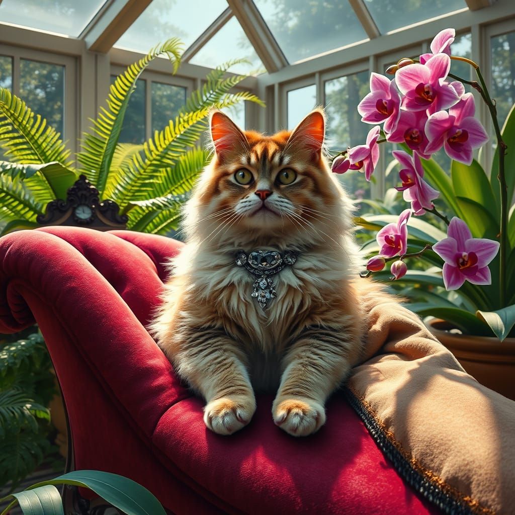 Regal Persian Cat in Luxurious Solarium