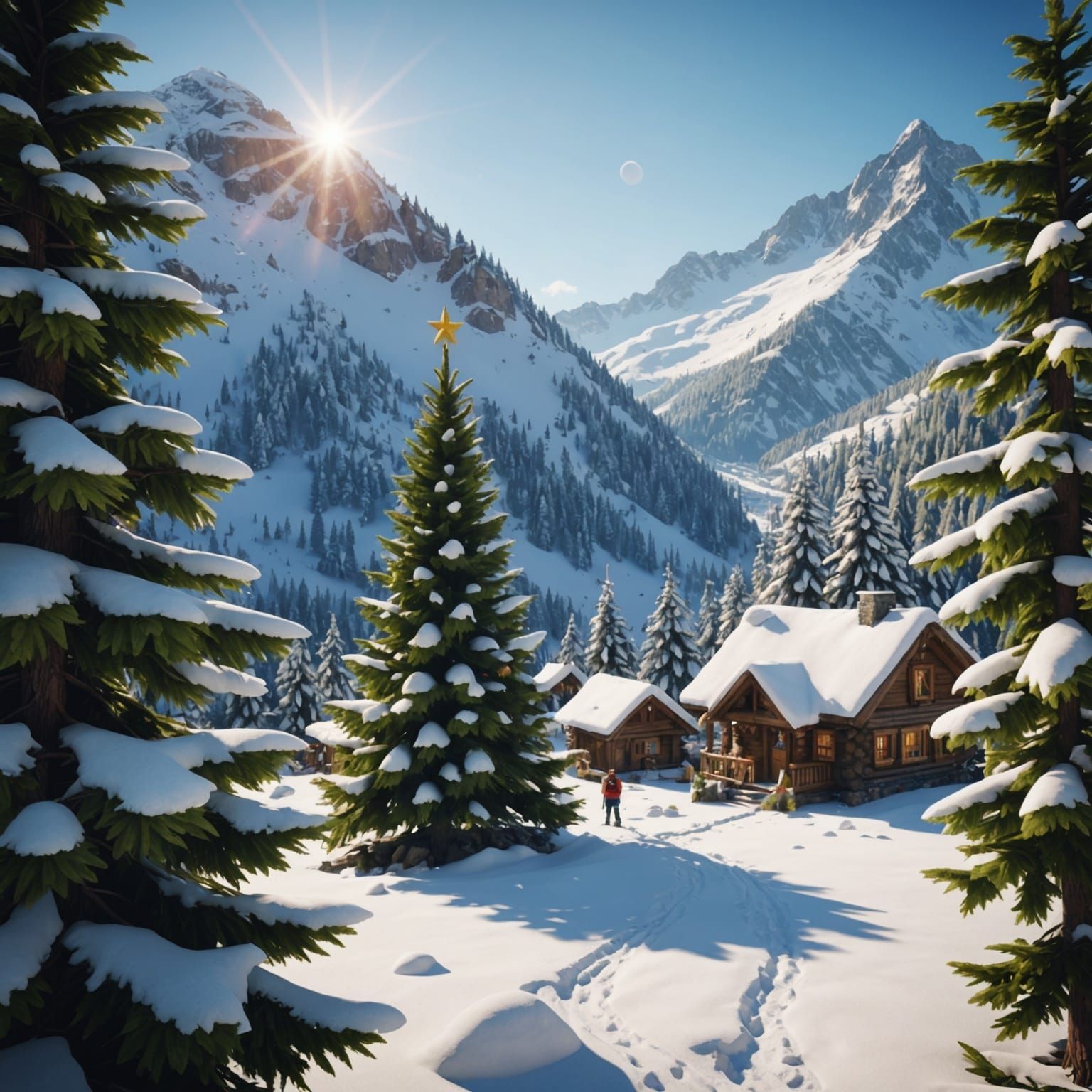 Friends Celebrate New Year's in Snowy Mountains