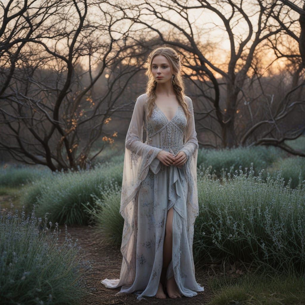 Surreal Astral Garden Scene in Aquarelle Style