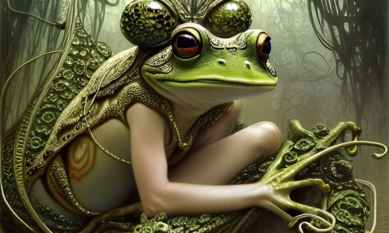 Princess Frog with Jeweled Crown Digital Art