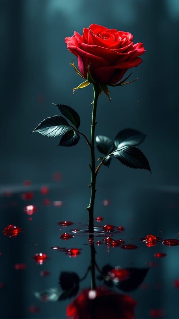 Whimsical Candy Rose in Dark, Cinematic Style