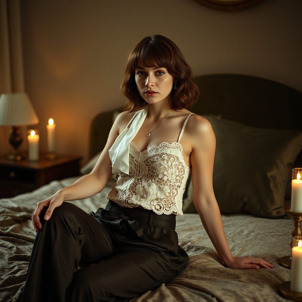 Elegant Woman in Boudoir Setting, Art Nouveau Style