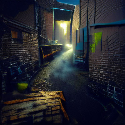 Eerie Dark Alley at Night