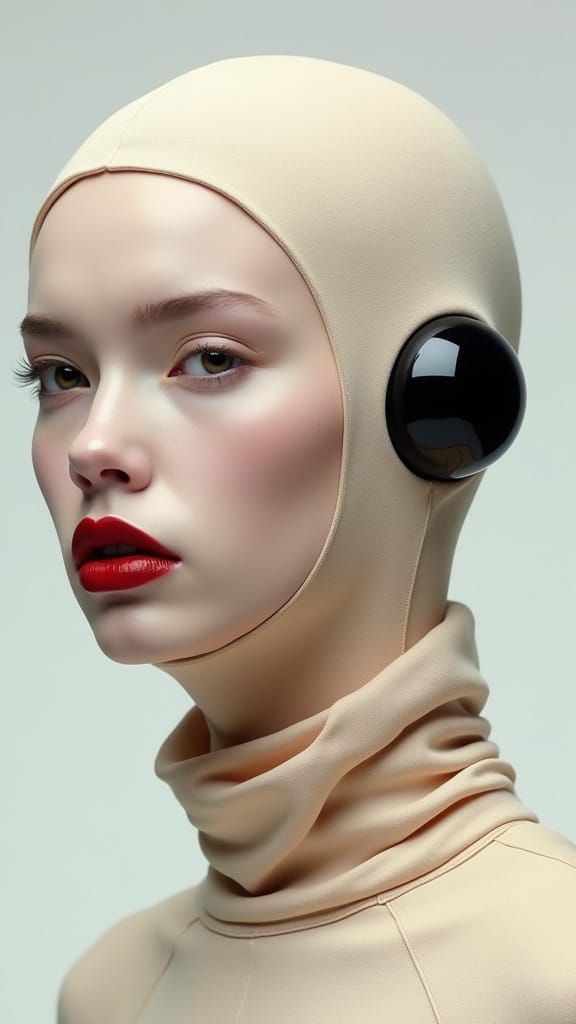 Androgynous Model in Hyperrealistic Close-Up Portrait