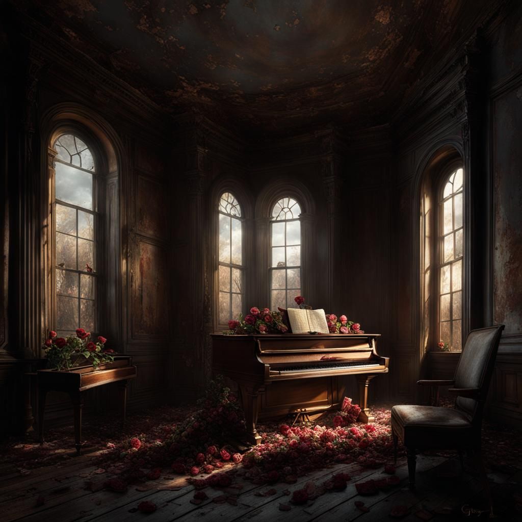 Lonely Victorian Home Interior in Horror Style