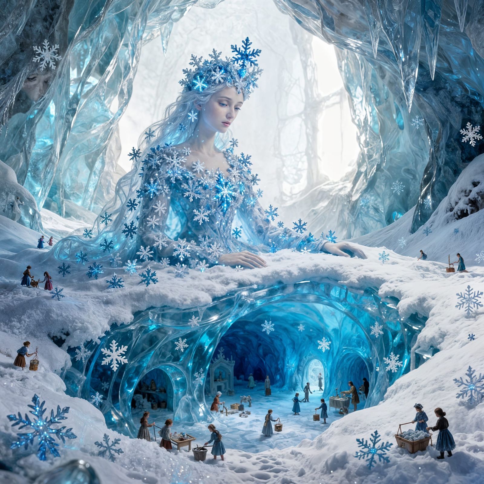 Snowflake Queen in Icy Blue Cavern