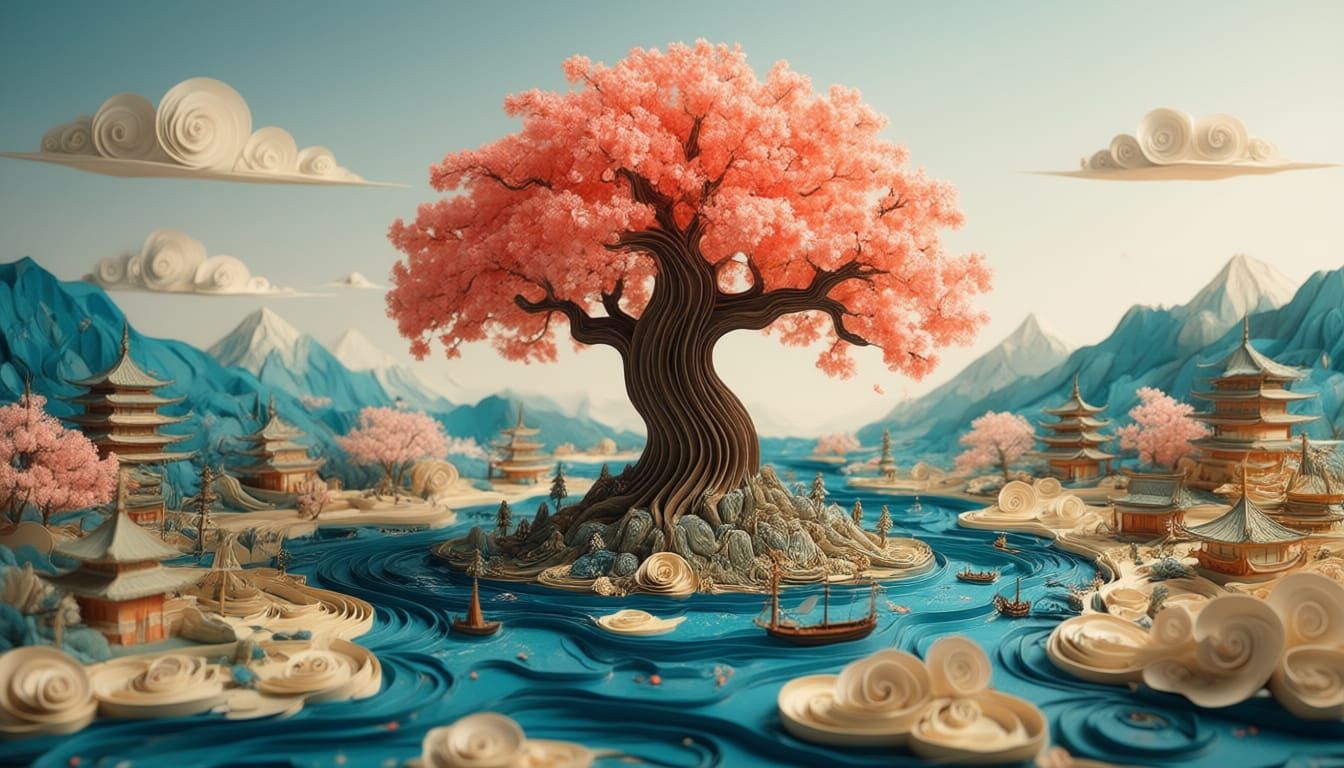 Massive Paper Tree in Origami Quilling World