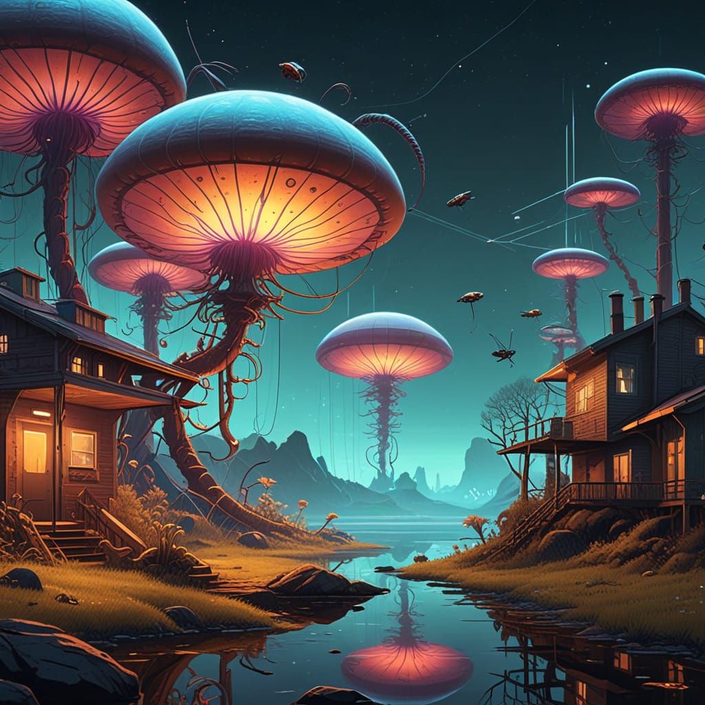 Exotic, Iridescent Aliens on a Mysterious Exoplanet