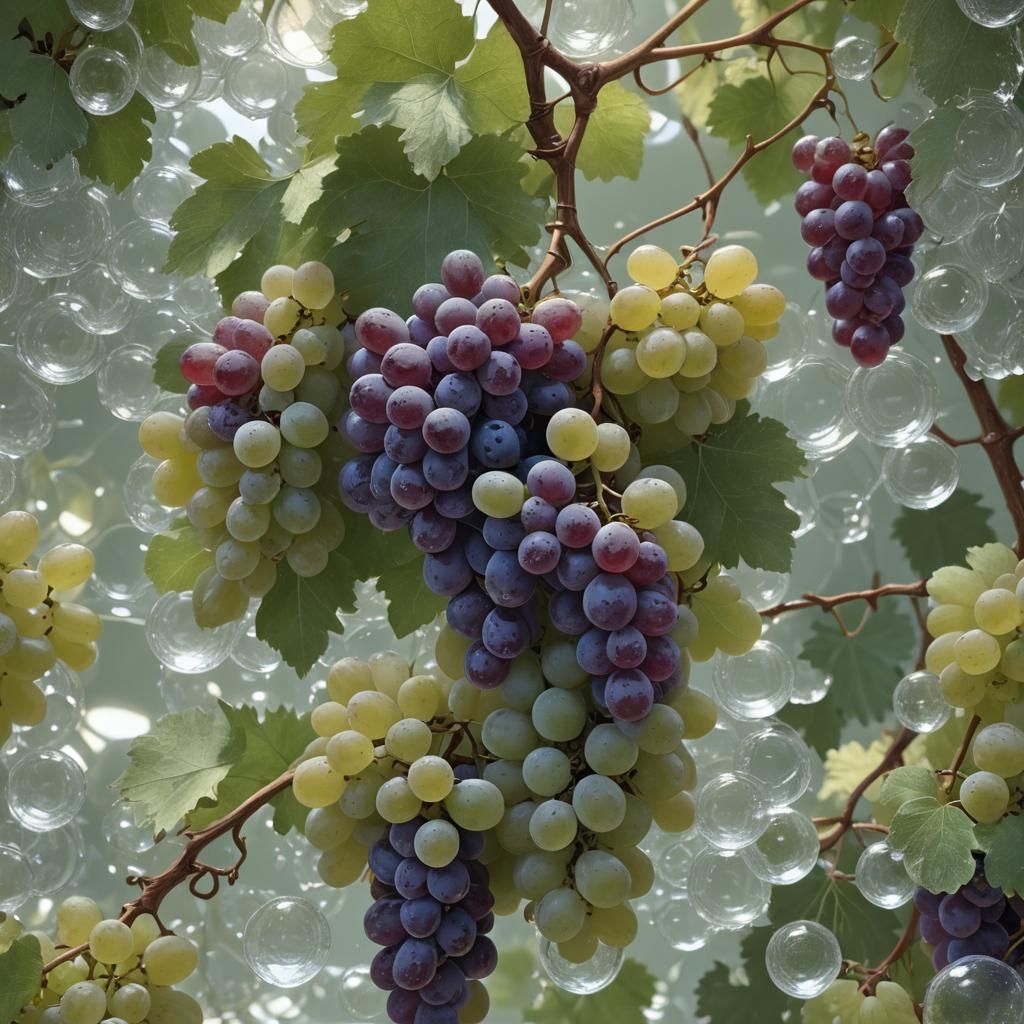 Crystal Glass Grapes Sparkling in Sunlight
