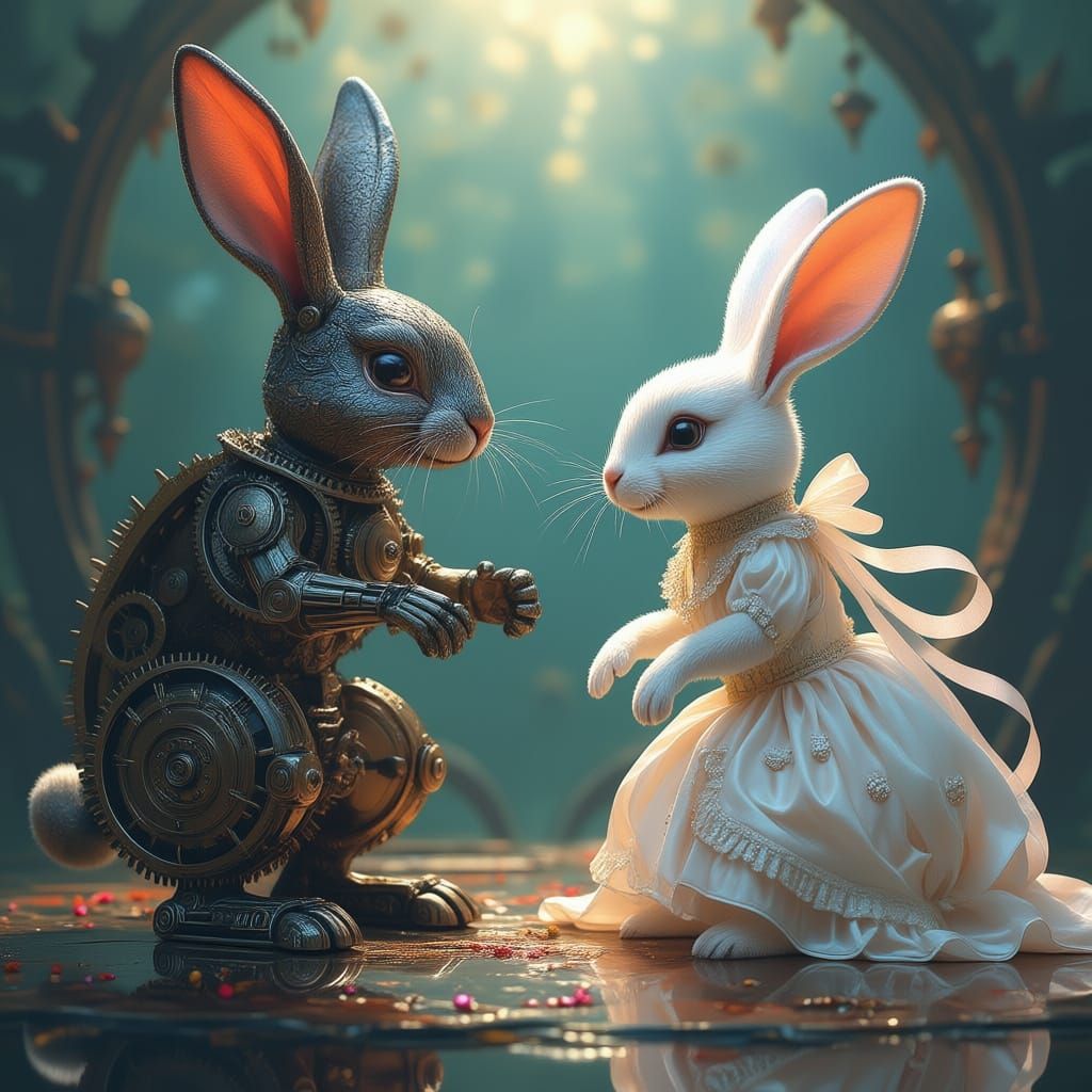 Mechanical Rabbit vs. Silk Rabbit in Otherworldly Battle