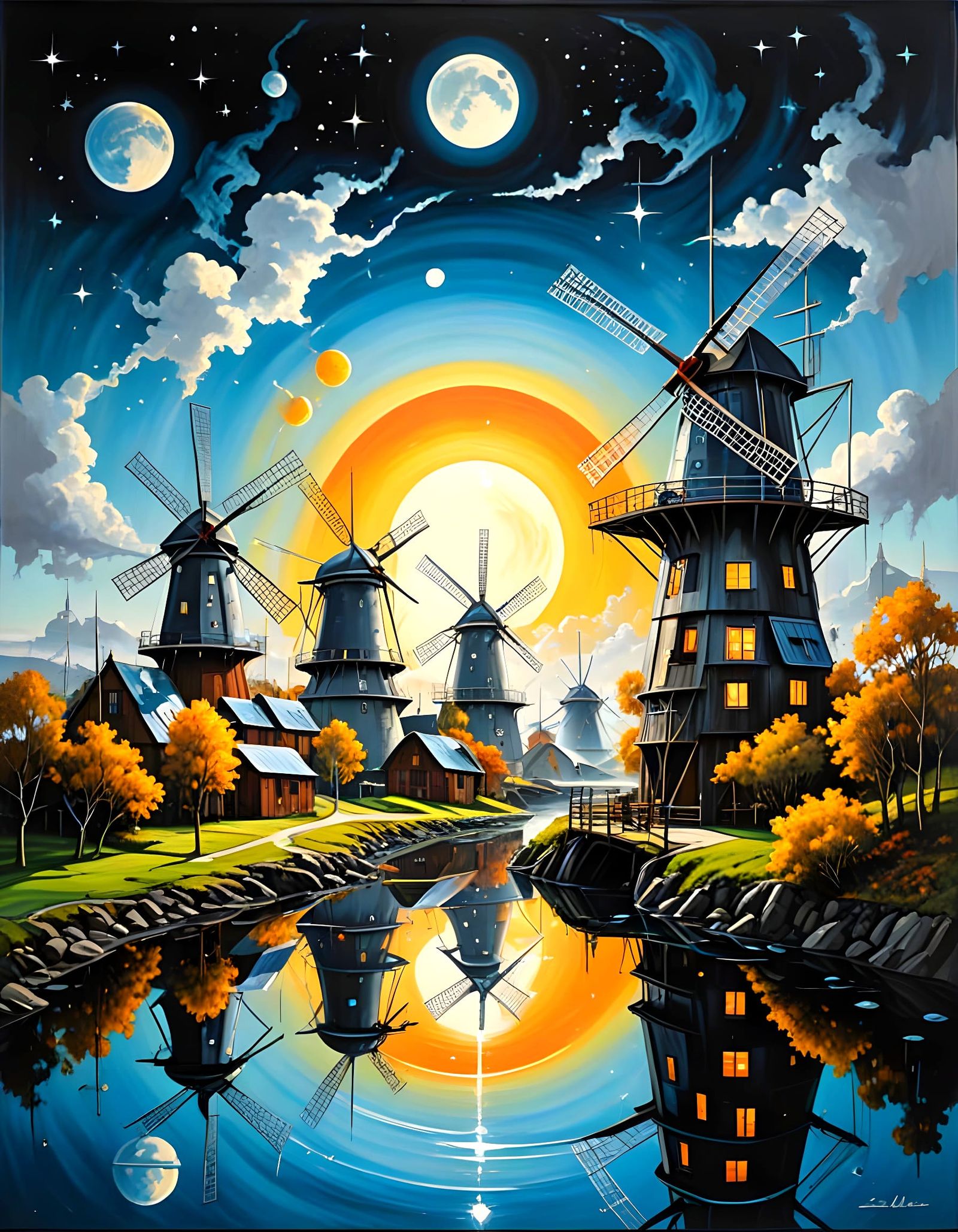 Surreal Solarpunk Cityscape on the Moon