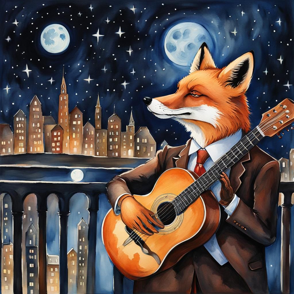Fox Serenade by Moonlight