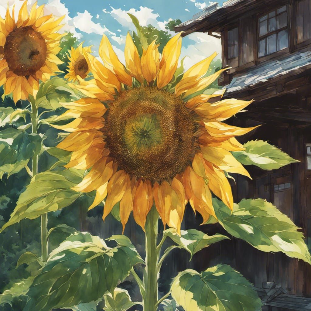 Sunflower in Anime Key Visual Style