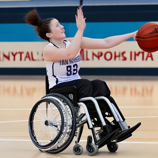 Woman Athlete in Wheelchair Basketball Game