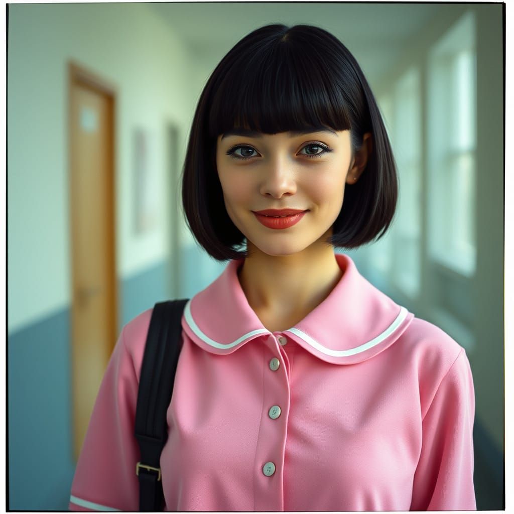 Charming English Schoolgirl in Cinematic Film Style
