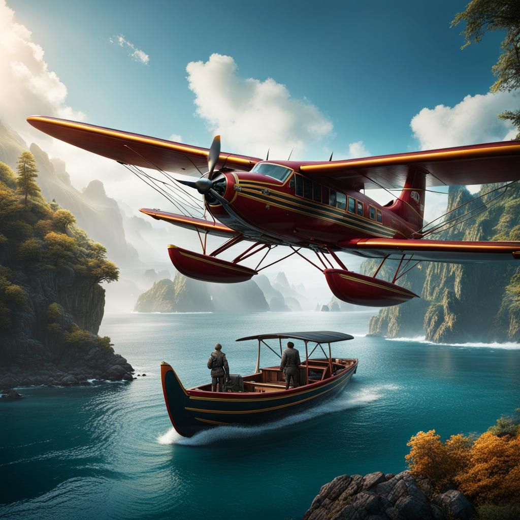 Detailed Sea Plane Fantasy Concept Art