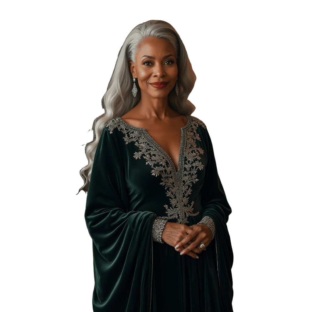 Elegant Black Woman in Regal Evening Attire