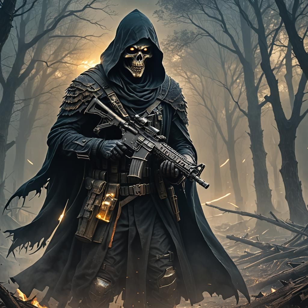 Grim Reaper Soldier in Dark Fantasy Concept Art