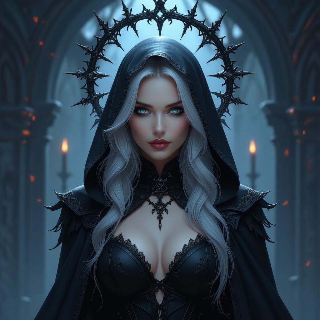 Gothic Dark Angel with Sapphire Eyes