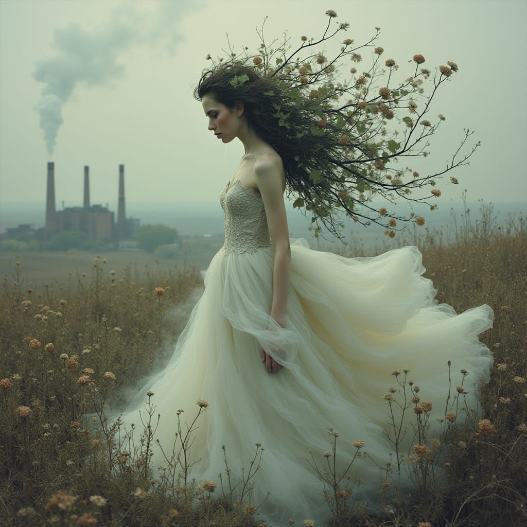 Surreal Goddess Weeps for a Polluted Earth