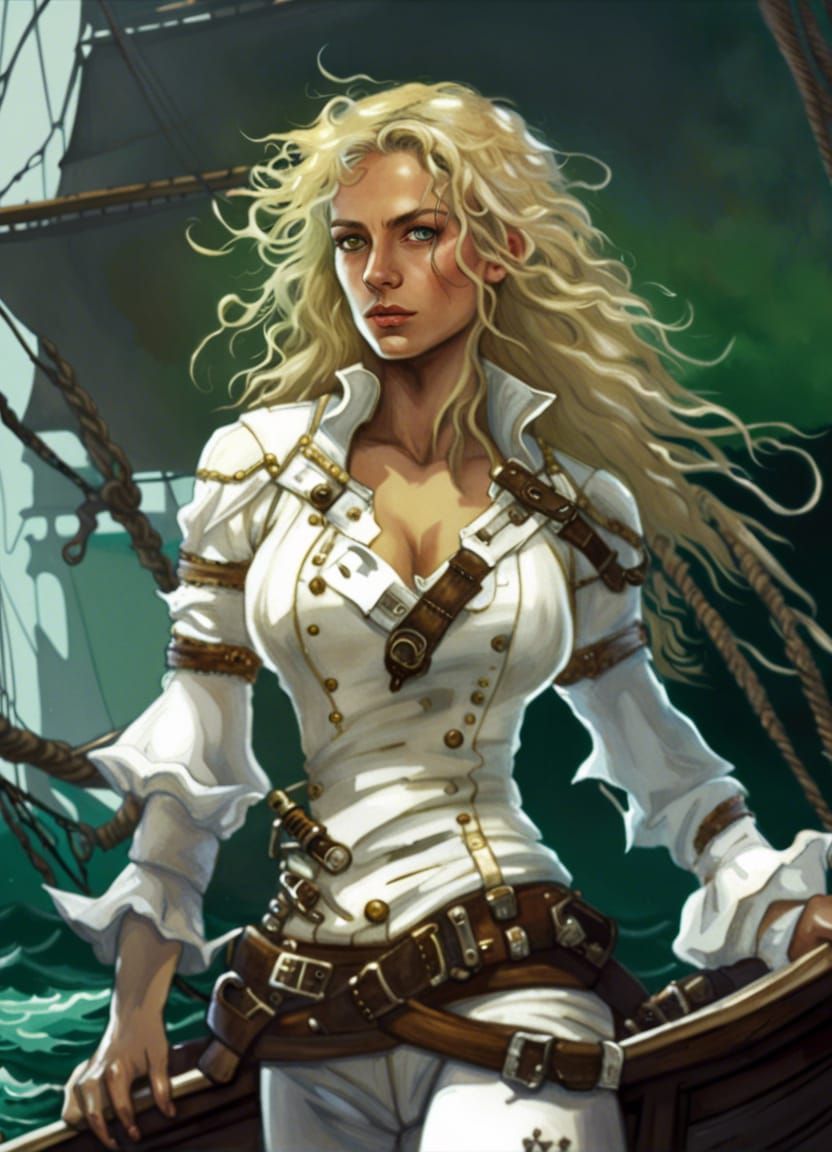 Beautiful Pirate Girl Concept Art in Dark Fantasy Style
