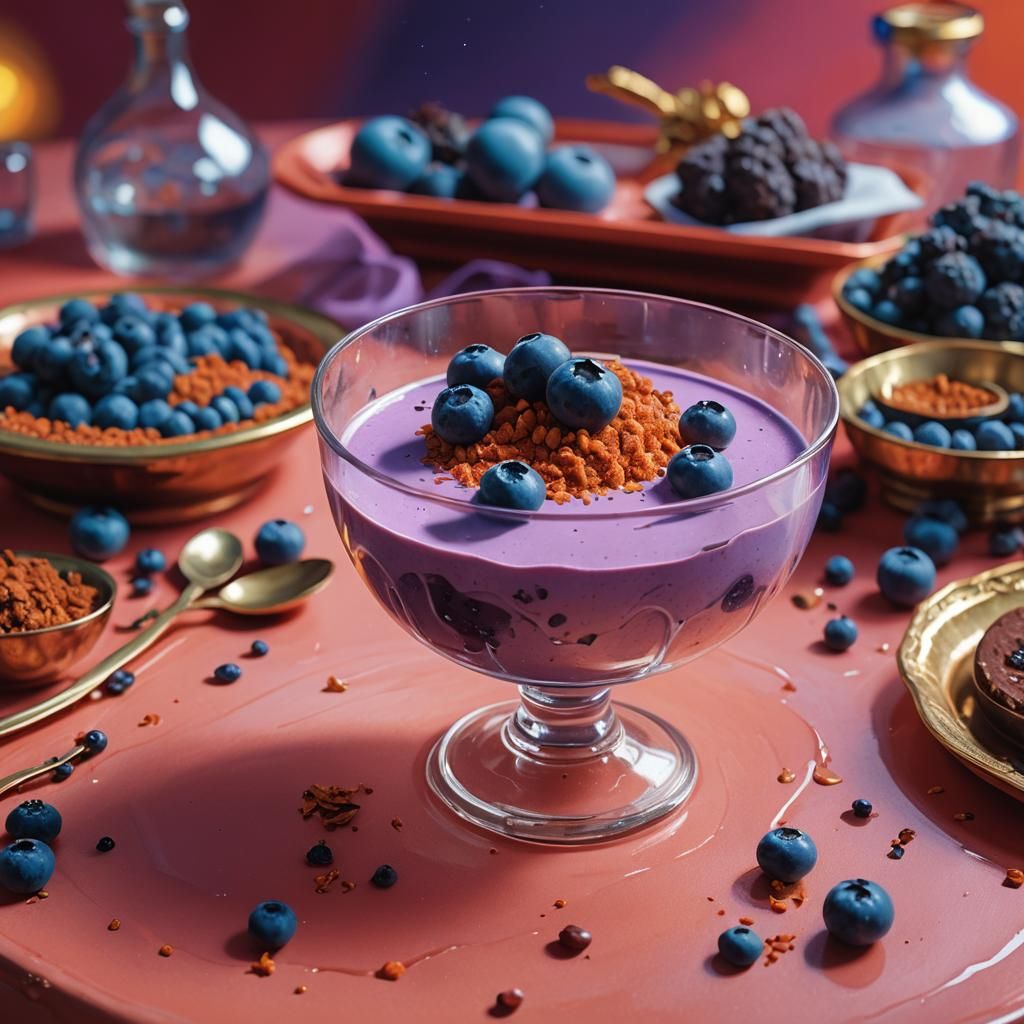 Blueberry Mousse in Gem Glass Bowl
