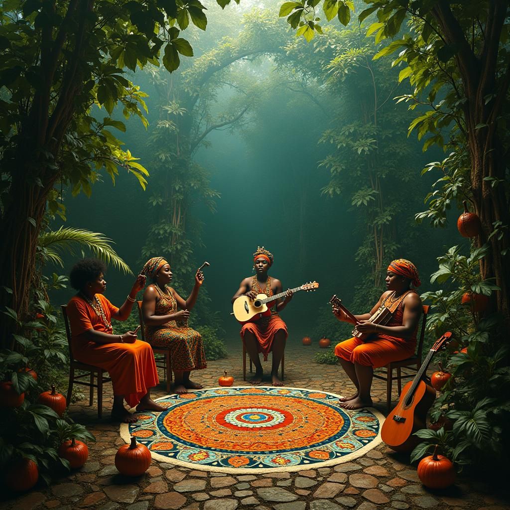 Lush Afro-Brazilian Spiritual Scene in Exotic Style