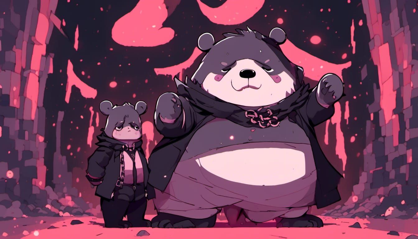 Gothic Bear in Darkness with Moonlit Shadows