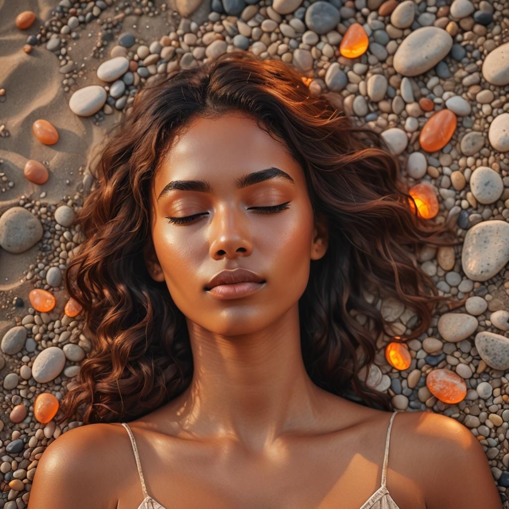 Sunset Beach Hot Stone Therapy: Warm Digital Art