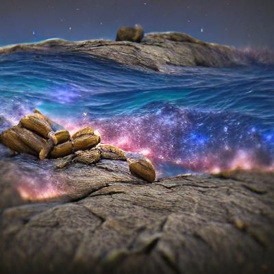 Milky Way Over Rocky Beach at Night
