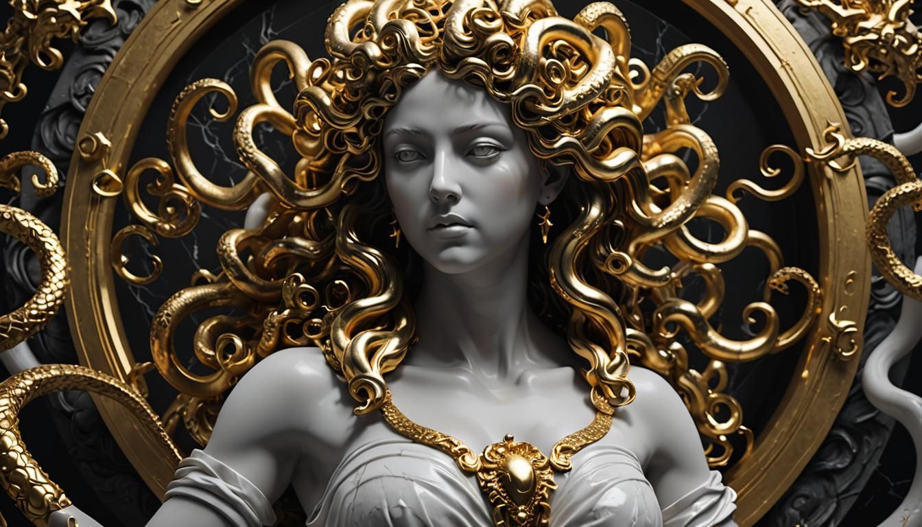 Grimdark Medusa 3D Render in Marble