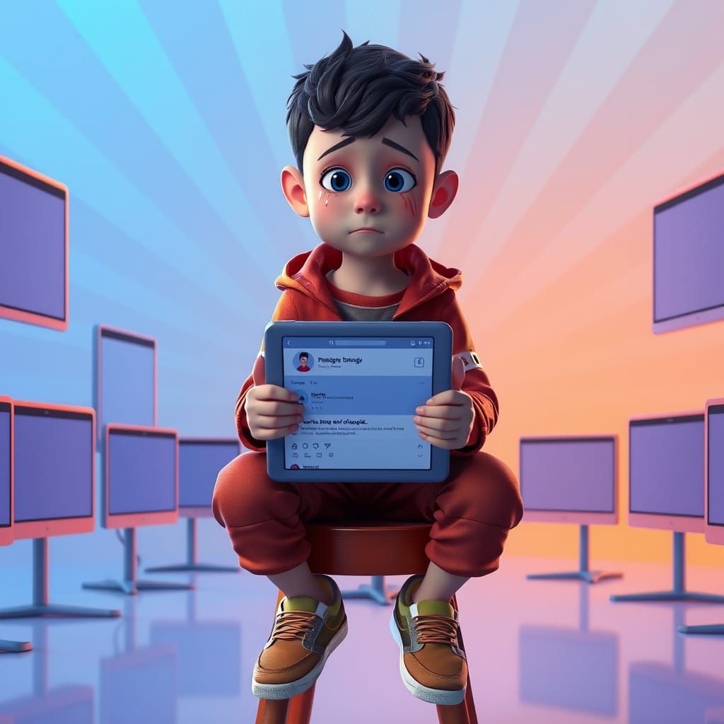 Young Boy's Desperate Cry for Social Connection in Vibrant P...