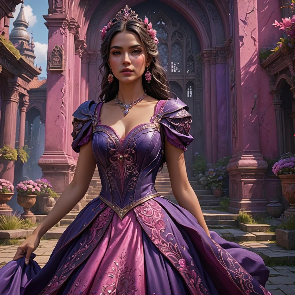 Ethereal Princess in Lavender and Magenta Attire