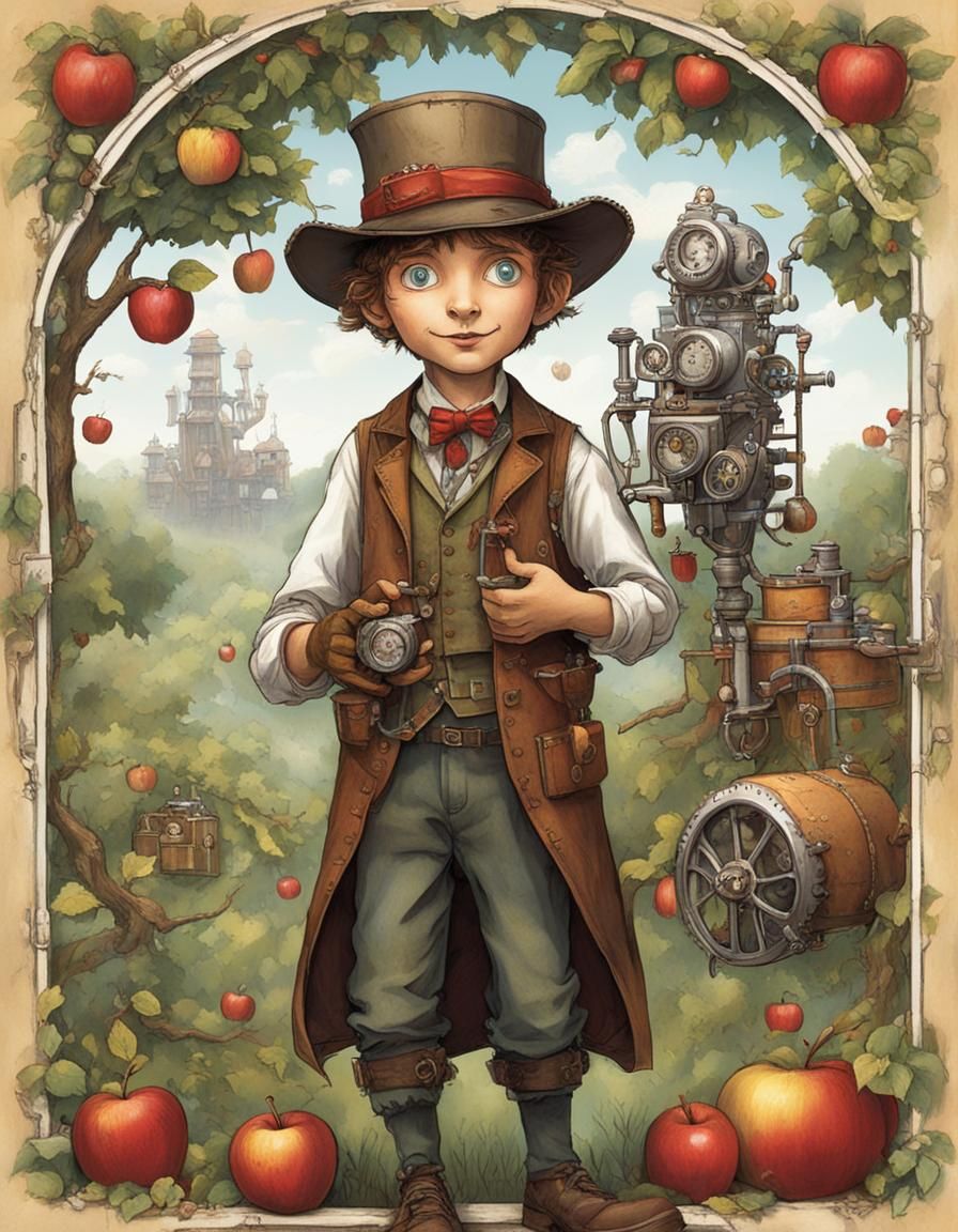 Steampunk Johnny Appleseed's Mechanical Orchard Adventure