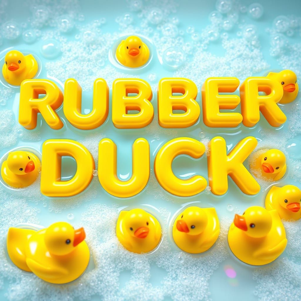 Bright Yellow Rubber Duck in Shimmering Bubble Bath
