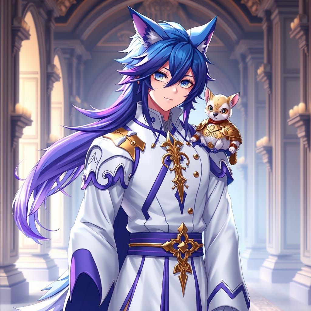 Majestic Teen Wolf Prince in Castle Hallway