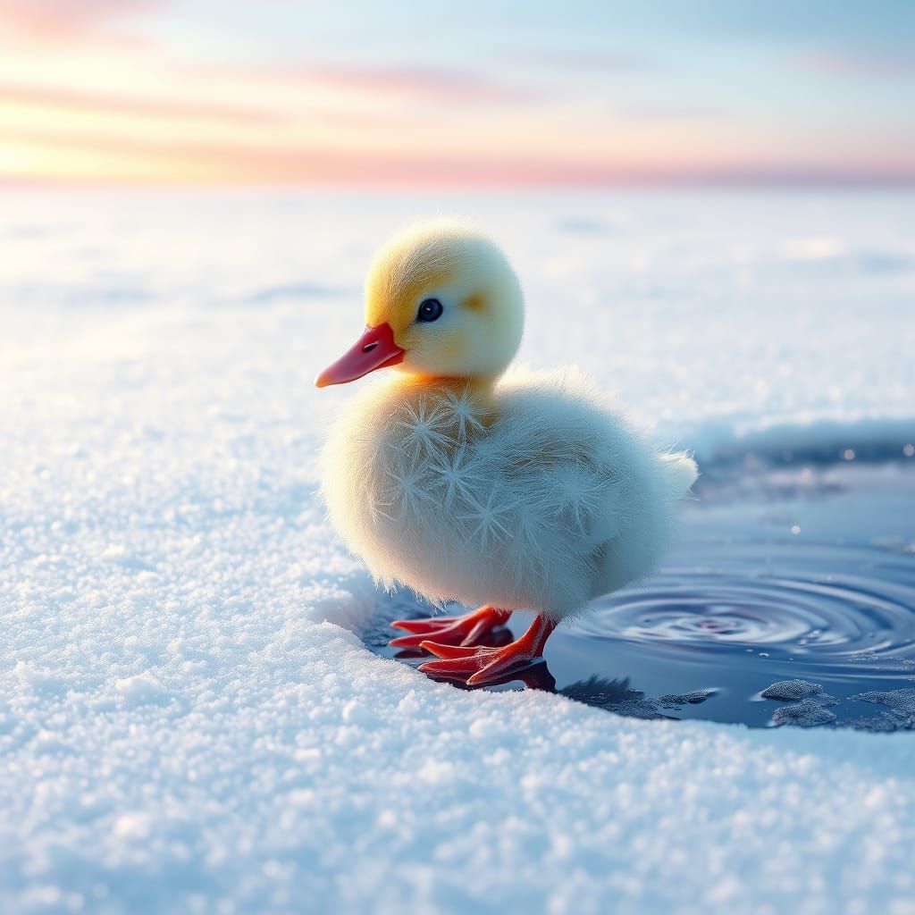 Enchanted Snow Duckling in Winter Wonderland