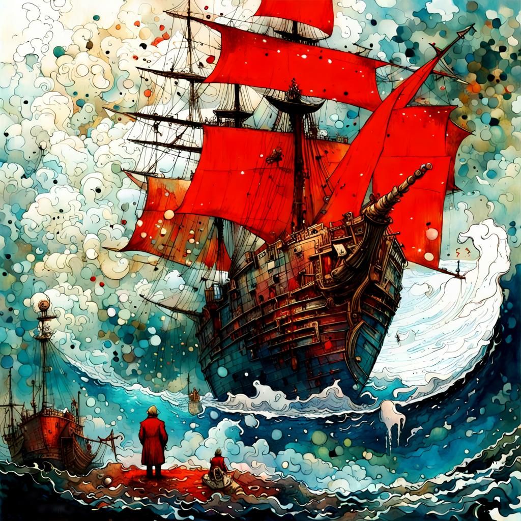 Captain Ahab's Hunt: A Dark Fantasy Collage