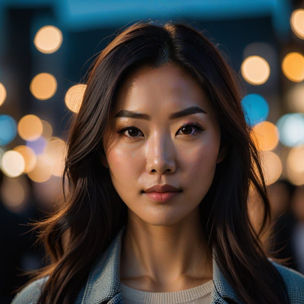 Softly Lit Portrait of a Young Asian Woman