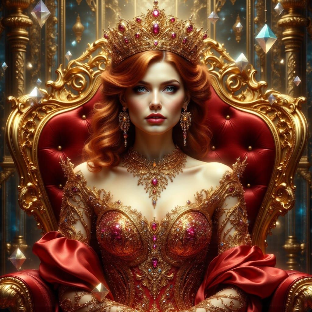 Queen of Diamonds in Art Nouveau Punk Style