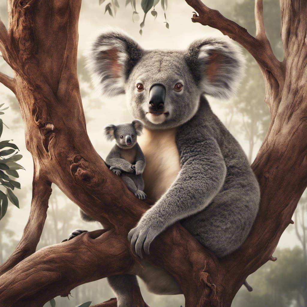 Koalas in Australian Bush: Detailed Matte Painting