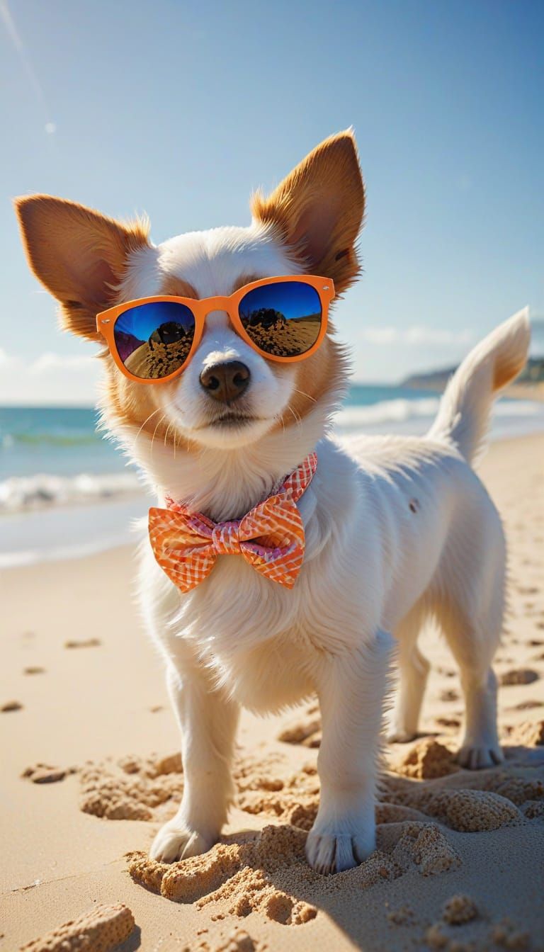 Sunny Cartoon Puppy Dons Beachy Sunglasses