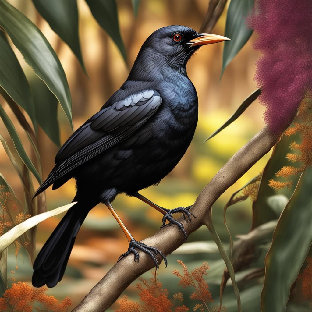 Metallic Blackbird in Sub-Saharan African Habitat