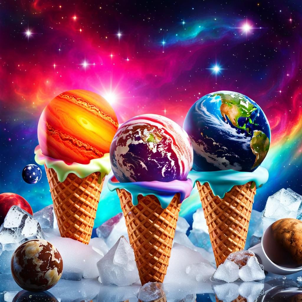 Planets as Ice Cream Cones in Space
